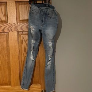 Hollister ripped blue skinny jeans